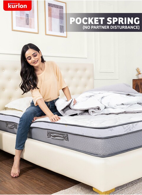 Kurlon Spring Rest Pocket Premium Mattress   Pocket Spring Mattress   Medium Firm Support   HR Foam, Natural Latex, Memory Foam   King Size Mattress   200Lx200Wx25H Cms    10 Yrs Warranty