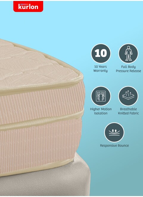 Kurl-On OrthoMagic Elite Mattress Orthopedic Hybrid Mattress withNatural Latex, Rubberized Coir and HR Foam Layers Queen Size Mattress   200Lx160Wx20H Cms   10 Years Warranty