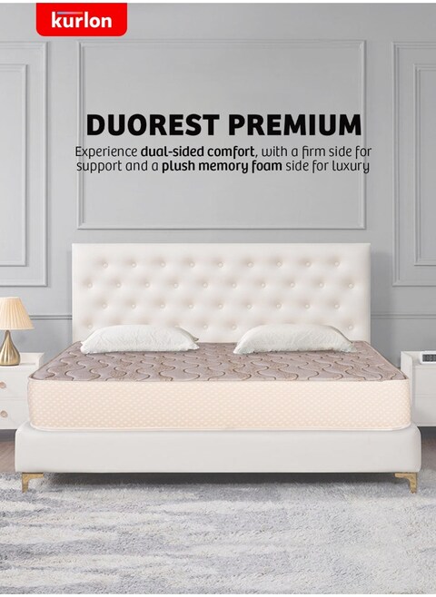 Kurlon DuoRest Premium Mattress   Dual Comfort   Medium Firm  Support   Dual Reversible Mattress   High Resilience (HR) Foam   Bonded Foam   King Size Mattress  200L X 200W X 20H Cms  10 Yrs Warranty