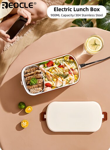 Electric Lunch Box with Efficient Heating and Portable Design Stainless Steel Food Warmer for Student School Campus Use