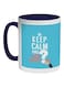 Keep Calm And Ask Question Printed Coffee Mug Blue/White/Orange 325ml