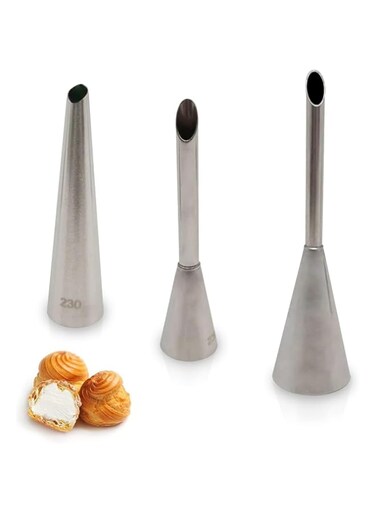 NADOBA 3PCS Piping Bag Nozzles Set Stainless Steel Cake Decorating Cake Tips For Puff