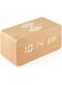 CENXI Digital Alarm Clock, with Qi Wireless Charging Pad for iPhone 16 15 14 Samsung, Wood LED Digital Clock Sound Control Function, Time Date, Temperature Display for Bedroom Office Home (Beige)