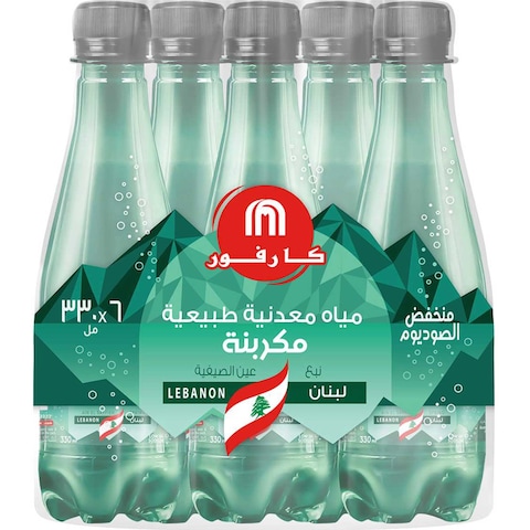 Carrefour Low Sodium Natural Mineral Carbonated Water 330ml Pack of 6