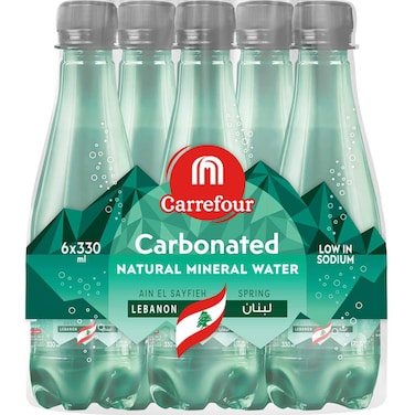 كارفور مياه غازية معدنية الطبيعية قليلة الصوديوم 330 ملل حزمة من 6