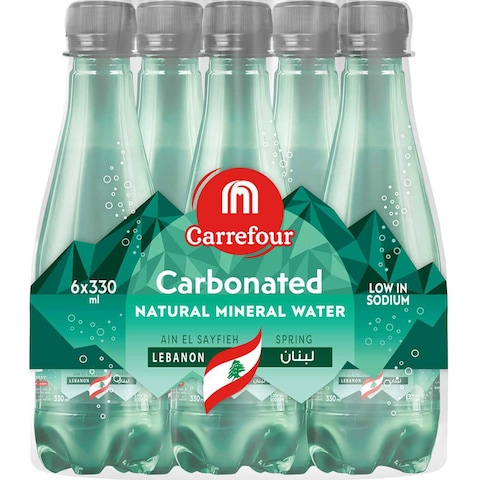 Carrefour Low Sodium Natural Mineral Carbonated Water 330ml Pack of 6