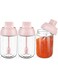Supkiir 3Pcs Seasoning Bottle with Spoon, 8 oz Kitchen Spice Glass Bottle, Transparent Storage Container for Spices Condiments Sugar and Grains Moisture-Proof Pink Seasoning Containers