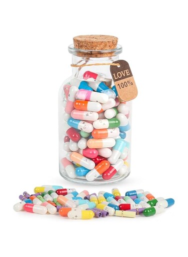 100pcs Message in a Bottle Capsule Letters - Love Pills Secret Notes for Couples, Anniversary, Valentine&rsquo;s Day Gifts for Him/Her, Wife, Husband, Friends (Mixed Colors)