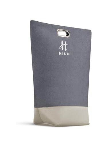 HILU 80L Foldable Laundry Basket with Handles &ndash; Large Capacity Laundry Hamper, Felt Storage Basket for Clothes, Toys, Laundry &ndash; Foldable Laundry Organizer for Bedroom, Bathroom &ndash; Gray