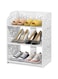 Ejoyous 3 Tier Shoe Rack Organiser, White Small Shoe Storage Cabinets Modern Carved Freestanding Display Shelf, Simple and Stylish Durable, for Hallway Entryway Bedroom 38.1 x 22.9 x 52.6 cm