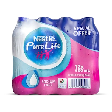 Nestle Pure Life Drinking Water, 600ml, Pack of 12