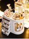 MAKEUP ORGANIZER, COSMETIC AND JEWELRY STORAGE WITH DUSTPROOF LID, DISPLAY BOXES WITH DRAWERS FOR VANITY, BATHROOM COUNTER OR DRESSER, MAKE OF ABS (Maple white)