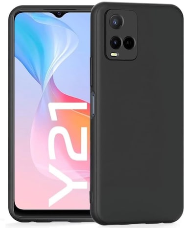 Muzz Silicone Series for Vivo Y21 2021 Back Cover   Shockproof   Matte Finish Smooth Touch and Anti-Fingerprints for Vivo Y21 2021 (Black)