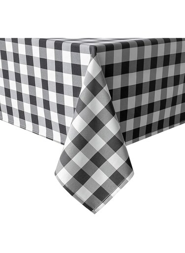 Hiasan Checkered Square Tablecloth - Stain Resistant, Waterproof and Wrinkle Resistant Washable Table Cloth for Dining Room, 60 x 60 Inch, Black and White Gingham Pattern