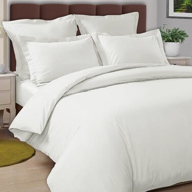 INFINI HOMES Soft 100% Microfiber White Duvet Cover Set with 2 Pillow Case for Home &amp; Luxury Hotel (220 X 240, 3 Pcs Set)