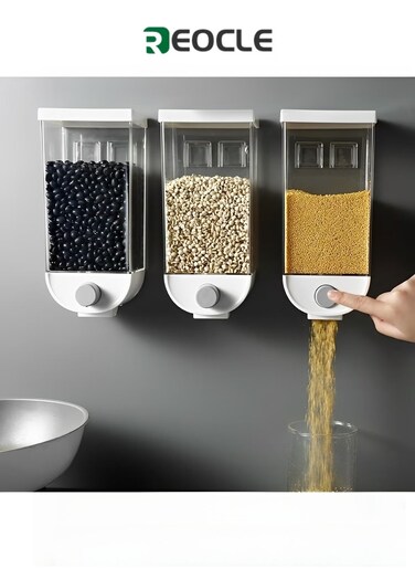 Food Storage Container Kitchen Wall-Mounted Cereal Dispenser Dry Food Dispenser Bulk Food Storage Tank Kitchen Storage Tank Wall Hanging Airtight Container