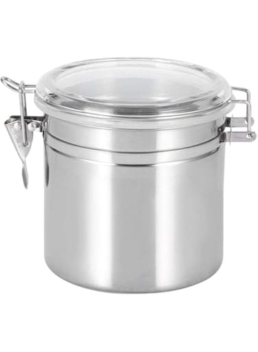 Mistrys - 1.1L Stainless Steel Kitchen Sealed Canister Jar Coffee Sugar Tea Cereal Flour Food Storage Container With Transparent Lid