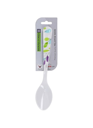Royalford RF7390LF Melamine Ware Table Spoon - Plain Pattern Cutlery, Long Grip Handle, Polished, used for having Sweet, Snacks, Rice, Desserts and more   Perfect for Home, Hotel &amp; More (Leaf Design)