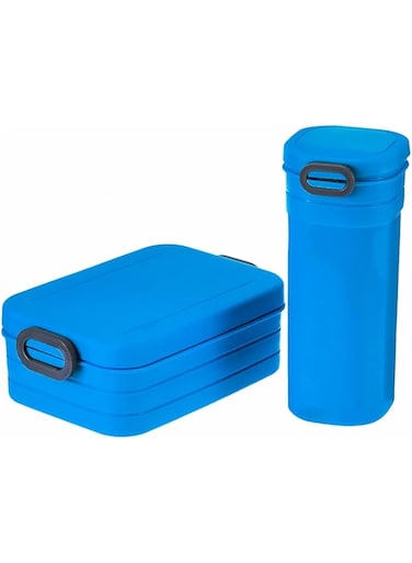 Versa-Mart Plastic Crya Vibrant School Lunch Box with Bottle Set - 920ml Capacity, Leakproof Bento Boxes for Kids and Adults (Blue)