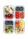 PICCASIO Glass Food Storage Container Set - 4-Pack with Airtight Lids Meal Prep Containers   Microwave, Oven, Freezer, Dishwasher Safe Snap Locking Lids Kitchen Storage Box (4 piece glass lunch box)