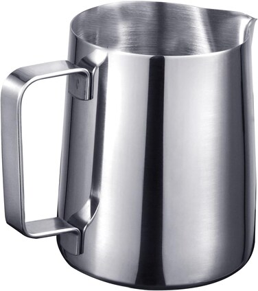 Stainless Steel 350ml Milk Frothing Pitcher for Espresso Machines and Latte Art, Silver