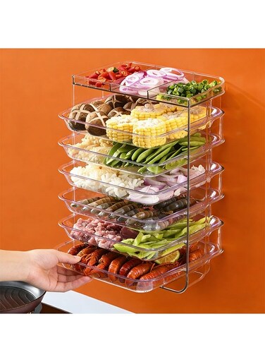 Multi-Tier Food Dispenser &amp; Hot Pot Side Dish Tray, StackableFood Trays Vegetable and Fruit Organizers, Shelves for Hot Pot Families and Kitchens