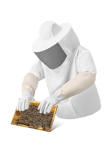 Yardwe 1 Set Beekeeping Suit Beekeeping Veil Beekeeper Suit Beekeeping Gloves Bee Keeper Suit for Men Bee Keeping Supplies Bee Keeper Costumes Adult Beekeeper Work Clothes Safety Gloves