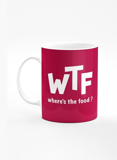 Designer Printed Coffee Mug with Heavy Duty Handle 11oz Ceramic Personalised Gift Mugs Cup [Microwave Safe &amp; Dishwasher Proof] - Where's the food?