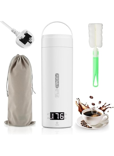 FDTY 1pcs Travel Electric Kettle, 500ml Portable Small Mini Tea Coffee Kettle Water Boiler, Portable Kettle with 4 Temperature Control, 304 Stainless Steel with Auto Shut-Off &amp; Boil Dry Protection