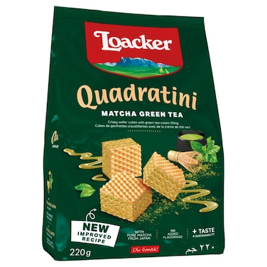 Loacker Quadratini Matcha Green Tea Wafers, 220g