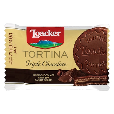 Loacker Tortina Triple Dark Chocolate Biscuits, 21g