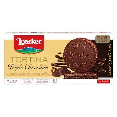 Loacker Tortina Triple Chocolate Wafers, 21g Pack of 6