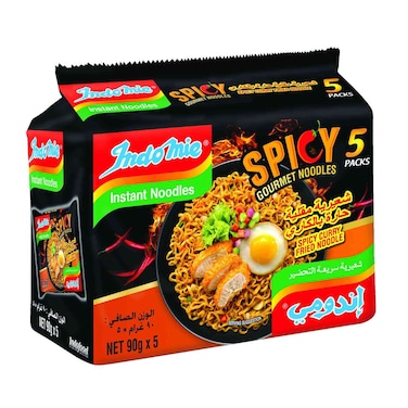 إندومي نودلز سريعة التحضير بنكهة الكاري الحار، 90 غرام حزمة من 5