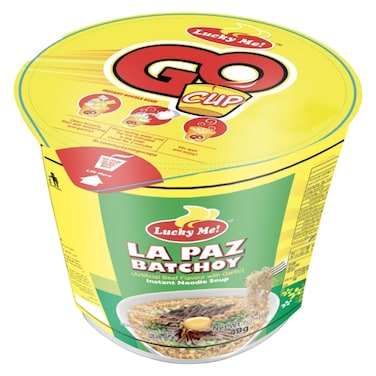 Lucky Me! Go Mini Cup La Paz Batchoy Beef Flavour with Garlic Instant Noodle Soup, 40g