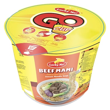 Lucky Me! Go Mini Cup Beef Mami Flavour Instant Noodle Soup, 40g