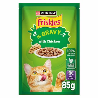 Purina Friskies Chicken Chunks in Gravy Wet Cat Food Pouch, 85g