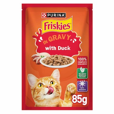 Purina Friskies with Duck Chunks in Gravy Wet Cat Food Pouch, 85g