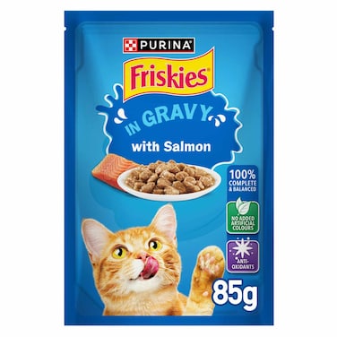 Purina Friskies Salmon Chunks in Gravy Wet Cat Food Pouch, 85g