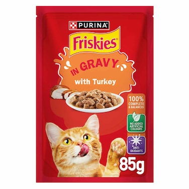 Purina Friskies Turkey Chunks in Gravy Wet Cat Food Pouch, 85g