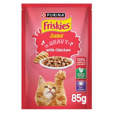Purina Friskies Chicken Chunks in Gravy Wet Kitten Food Pouch, 85g