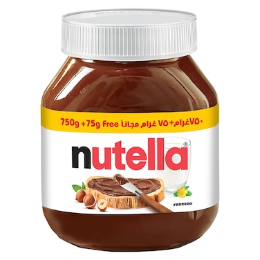 Nutella Hazelnut Chocolate Breakfast Spread, Jar, 750g + 75g Extra