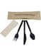 SNH Packing 50 Pieces Black Eco-Friendly Disposable Cutlery Set Fork, Spoon and Knife with Napkin