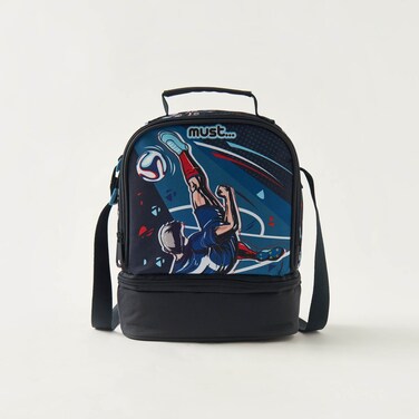 Lunch Bag - Football Goal - Collection - 2Cmprt (Polyester) Blue \ 24X12X20