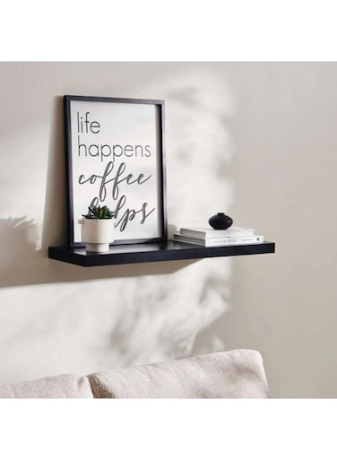 Floating Wall Shelf 24x4x80cm - Black Black