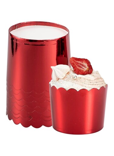 Dootafy Paper Baking Cups, 50pcs Cupcake Liners Red Muffin Liners Greaseproof Disposable Bulk Cupcake Wrapper, 6 oz Standard Jumbo Muffin Cups for Halloween Christmas Parties