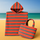 Kids Ocean Breeze Cover-Ups Poncho Grey Orange + Beach Bag