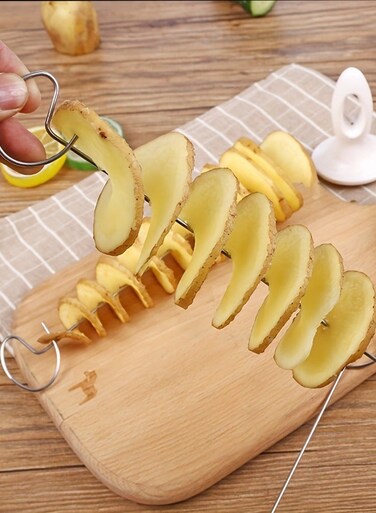 Potato BBQ Skewers For Camping, Chips Maker Potato Slicer, Potato Spiral Cutter Barbecue Tools, Kitchen Accessories