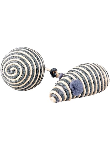 duvoplus Duvo+ Rope Mouse &amp; Ball Grey 2Pc - 17,5x3,5x2,5cm