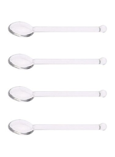 Rddconkit 4 Pcs Clear Glass Stirring Teaspoons Coffee Spoon Rod Mixing Spoon Tea Stirrers for Home Bar Party (transparent, Length:125mm/4.92")