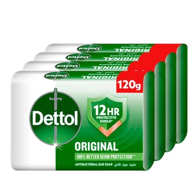 Dettol Original Bar Soap, Pine Scent, 120g Pack of 4